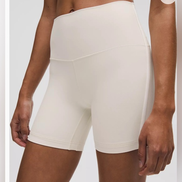 lululemon athletica Pants - Lululemon Align Light Ivory/White High-Rise Side-Stripe Short 6” Size 10